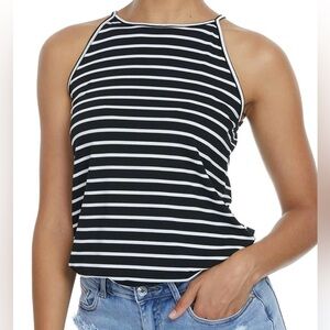 Women’s Striped Cotton Spandex Halter Tank Top Size XL EUC